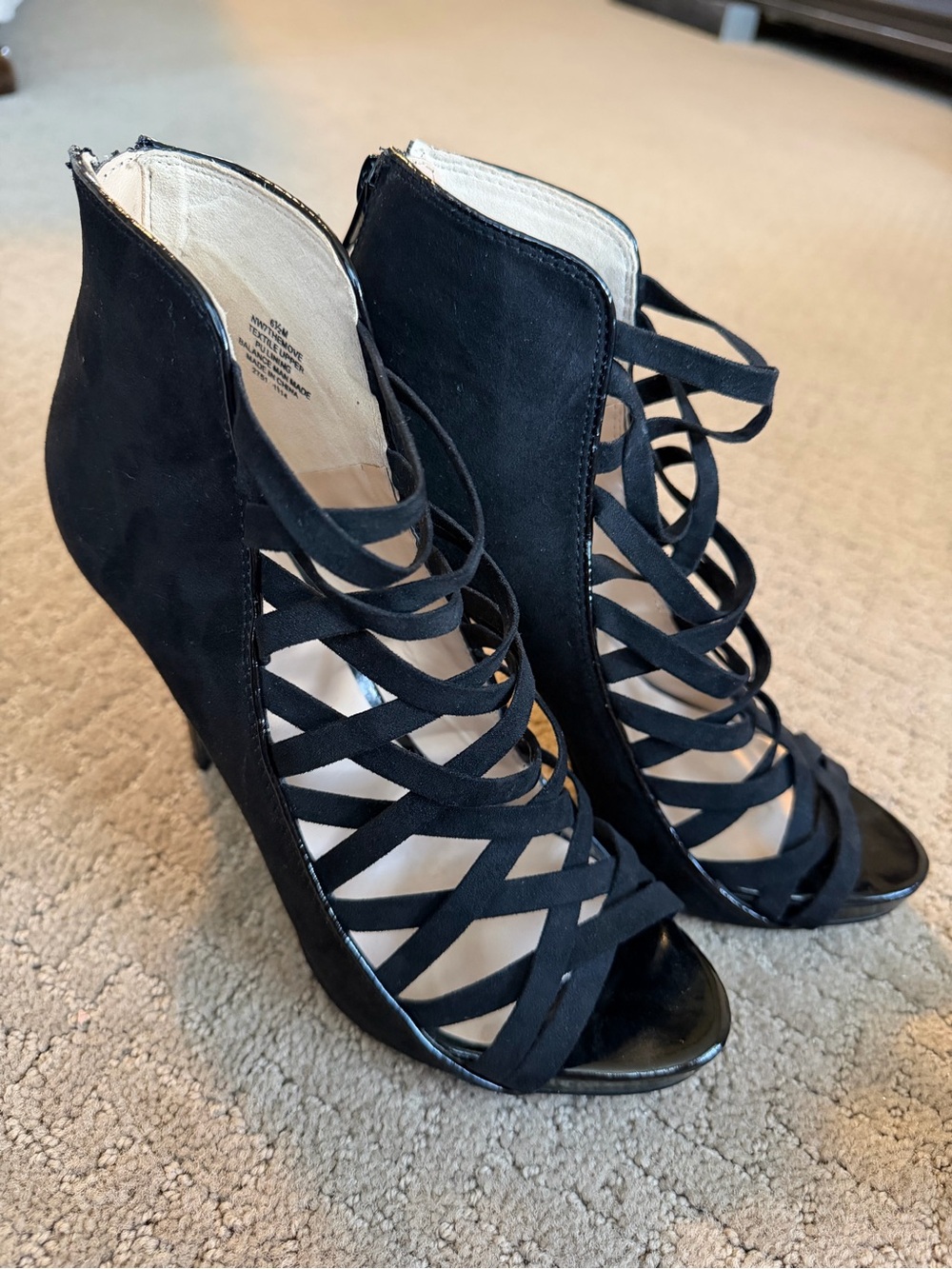 Nine West Black Strappy Wedge Heels - Women's Fashion Sandals